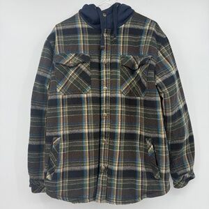 Legendary Whitetails Jacket Men Large Plaid Fur Lined Hooded Button Up Coat